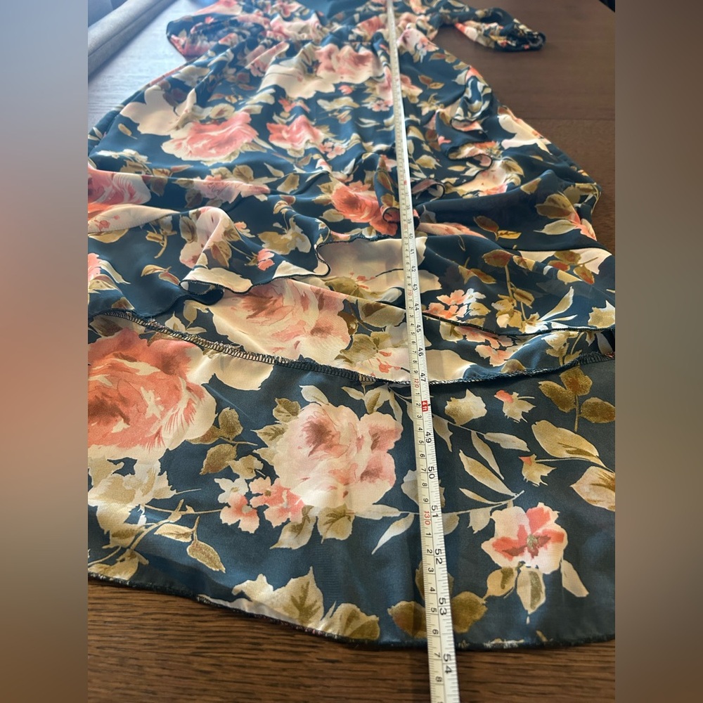 Floral Maxi V-Neck Dress Women’s Club Soda Size XL Puff Sleeve Boho Romantic - Picture 9 of 9
